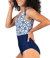 Janela Bay La Valencia V-Neck Open Back Ruched One Piece Swimsuit