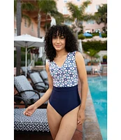 Janela Bay La Valencia V-Neck Open Back Ruched One Piece Swimsuit