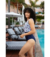 Janela Bay La Valencia V-Neck Open Back Ruched One Piece Swimsuit