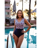 Janela Bay La Valencia V-Neck Open Back Ruched One Piece Swimsuit