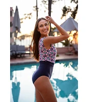 Janela Bay La Valencia V-Neck Open Back Ruched One Piece Swimsuit