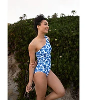 Janela Bay Shoreline Floral Single One Shoulder Ruching One Piece Swimsuit