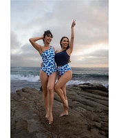 Janela Bay Shoreline Floral Single One Shoulder Ruching One Piece Swimsuit