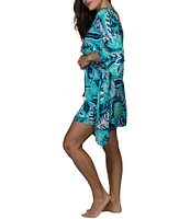 Jantzen Garden V-Neck Ruffle Trim Tunic Swim Cover-Up