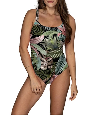 Jantzen Jungle Glam Mio Square Neck Tummy Control One Piece Swimsuit