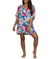 Jantzen Lanai V-Neck Flutter Sleeves Tunic Swim Cover-Up