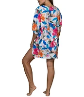 Jantzen Lanai V-Neck Flutter Sleeves Tunic Swim Cover-Up
