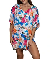 Jantzen Lanai V-Neck Flutter Sleeves Tunic Swim Cover-Up