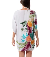 Jantzen Mystic Tropic V-Neck Short Sleeve Tunic Swim Cover-Up