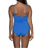 Jantzen Solid Amelie Surplice V-Neck Underwire Tummy Control Wrap One Piece Swimsuit