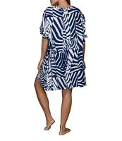 Jantzen Wild Mid V-Neck Tunic Swim Cover-Up