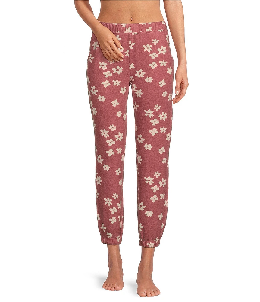 Jasmine & Ginger Floral Print Brushed Knit Elastic Waist Coordinating Sleep Jogger