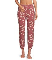 Jasmine & Ginger Floral Print Brushed Knit Elastic Waist Coordinating Sleep Jogger