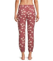 Jasmine & Ginger Floral Print Brushed Knit Elastic Waist Coordinating Sleep Jogger