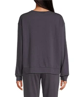 Jasmine & Ginger French Terry Crew Neck Long Sleeve Coordinating Sleep Top