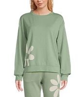 Jasmine & Ginger French Terry Crew Neck Long Sleeve Coordinating Sleep Top