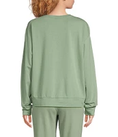 Jasmine & Ginger French Terry Crew Neck Long Sleeve Coordinating Sleep Top