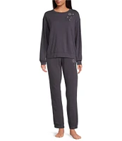 Jasmine & Ginger French Terry Elastic Waist With Drawstring Coordinating Sleep Joggers