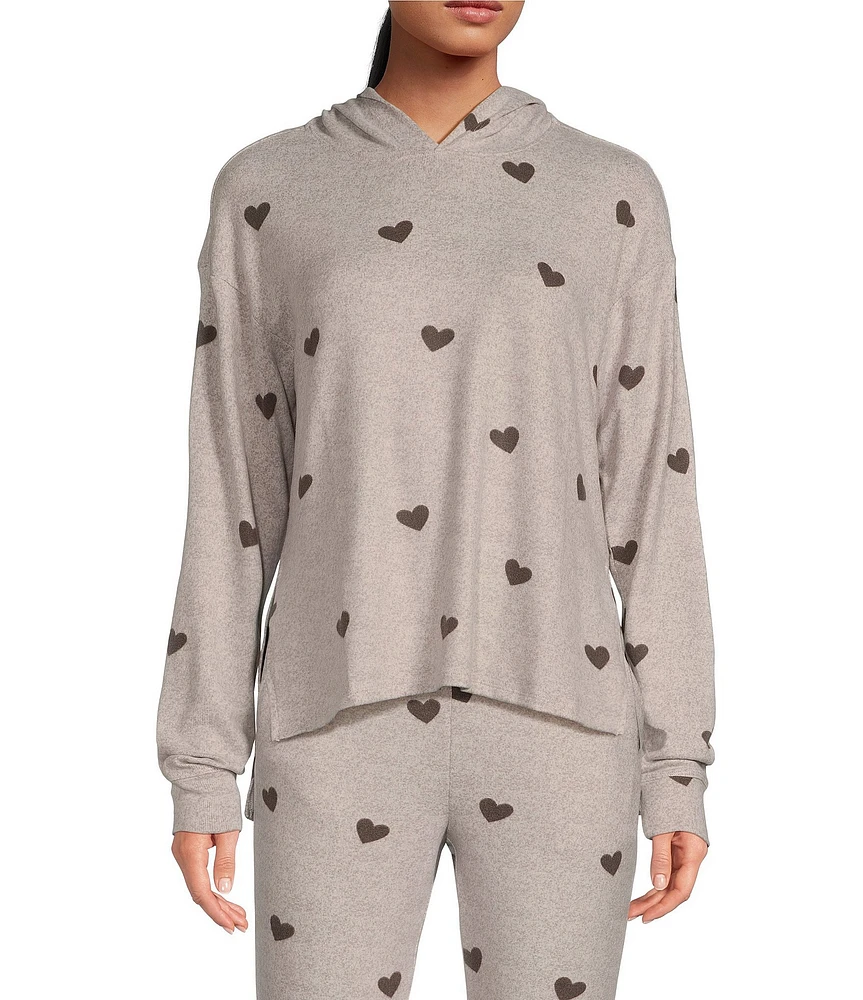 Jasmine & Ginger Heart Print Brushed Knit Long Sleeve Coordinating Hoodie