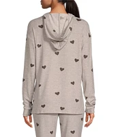 Jasmine & Ginger Heart Print Brushed Knit Long Sleeve Coordinating Hoodie