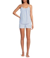 Jasmine & Ginger Sleeveless Scoop Neck Seersucker Striped Coordinating Sleep Top