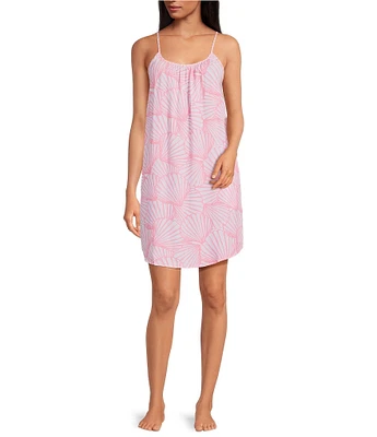 Jasmine & Ginger Sleeveless Scoop Neck Woven Shell Print Chemise