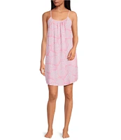 Jasmine & Ginger Sleeveless Scoop Neck Woven Shell Print Chemise