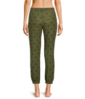 Jasmine & Ginger Star Print Brushed Knit Elastic Waist Coordinating Sleep Jogger