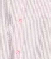 Jasmine & Ginger Striped Seersucker Short Sleeve Button-Front Nightshirt