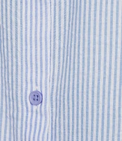 Jasmine & Ginger Striped Seersucker Short Sleeve Button-Front Nightshirt