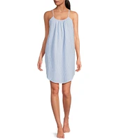 Jasmine & Ginger Striped Seersucker Sleeveless Scoop Neck Chemise