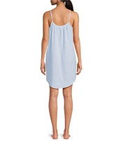 Jasmine & Ginger Striped Seersucker Sleeveless Scoop Neck Chemise