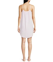 Jasmine & Ginger Striped Seersucker Sleeveless Scoop Neck Chemise