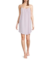 Jasmine & Ginger Striped Seersucker Sleeveless Scoop Neck Chemise