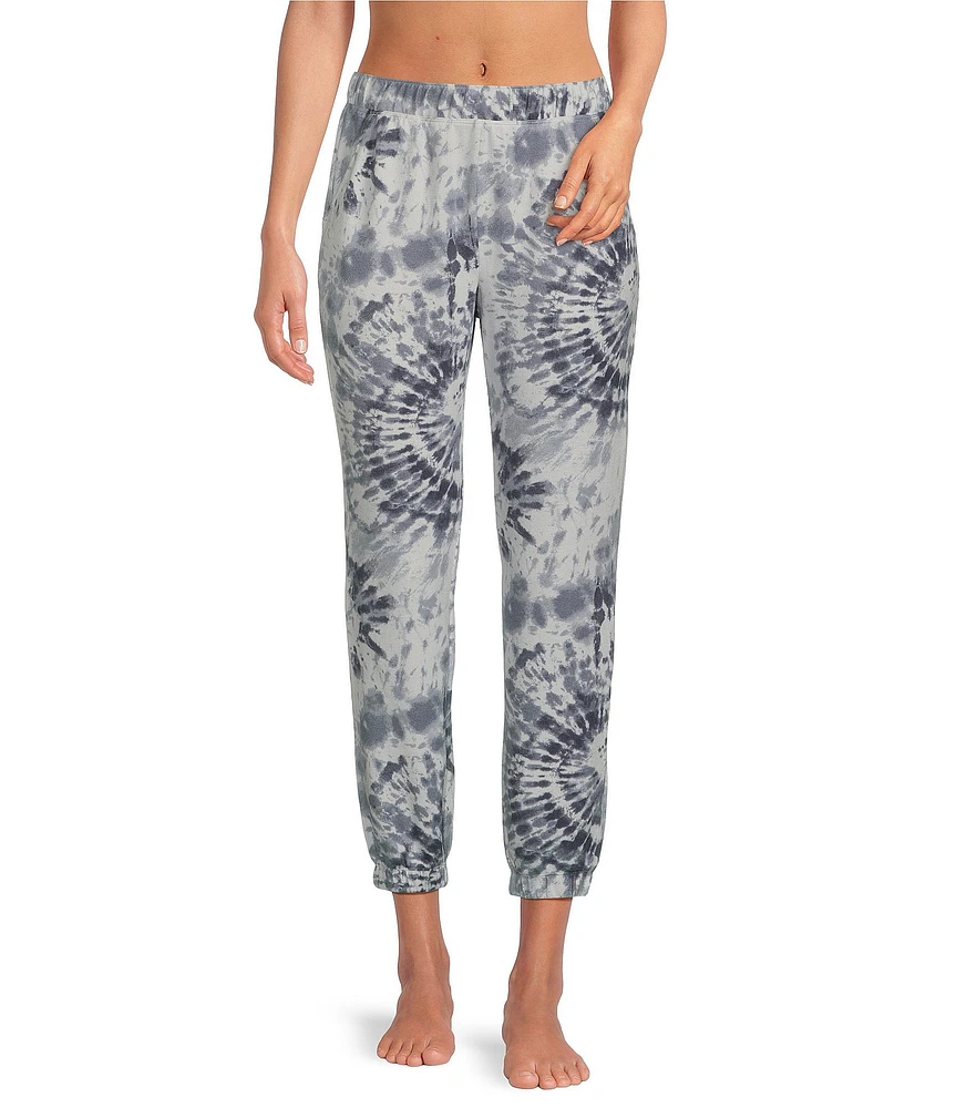 Jasmine & Ginger Tie Dye Print Brushed Knit Elastic Waist Coordinating Sleep Jogger