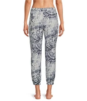 Jasmine & Ginger Tie Dye Print Brushed Knit Elastic Waist Coordinating Sleep Jogger