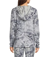 Jasmine & Ginger Tie Dye Print Brushed Knit Long Sleeve Coordinating Hoodie