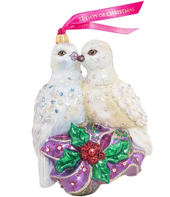 Jay Strongwater Holiday Collection Two Turtle Doves Glass Ornament