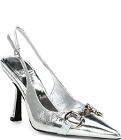 Jeffrey Campbell Estella Metallic Leather Slingback Pumps