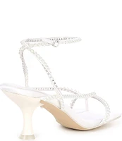 Jeffrey Campbell Flux Strappy Satin Pearl Thong Sandals