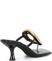 Jeffrey Campbell Linq Leather Gold Hardware Thong Sandals