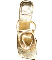 Jeffrey Campbell Linq Leather Gold Hardware Thong Sandals