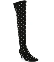 Jeffrey Campbell Others Suede Dome Stud Embellished Over The Knee Boots