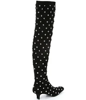 Jeffrey Campbell Others Suede Dome Stud Embellished Over The Knee Boots