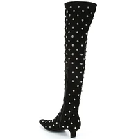 Jeffrey Campbell Others Suede Dome Stud Embellished Over The Knee Boots