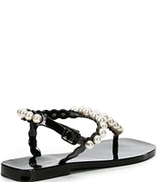 Jeffrey Campbell Pearlesque Flat Pearl Thong Sandals