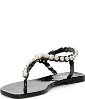 Jeffrey Campbell Pearlesque Flat Pearl Thong Sandals