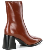 Jeffrey Campbell Sherpal Leather Square Toe Block Heel Booties