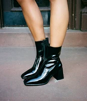 Jeffrey Campbell Sherpal Leather Square Toe Block Heel Booties