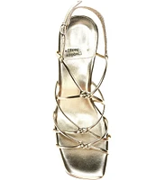 Jeffrey Campbell Socialz Metallic Leather Strappy Wedge Sandals